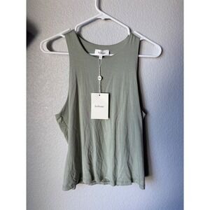 Bohme Women Sage Green Sleeveless Crew Neck Jersey Tank Top NWT Size L